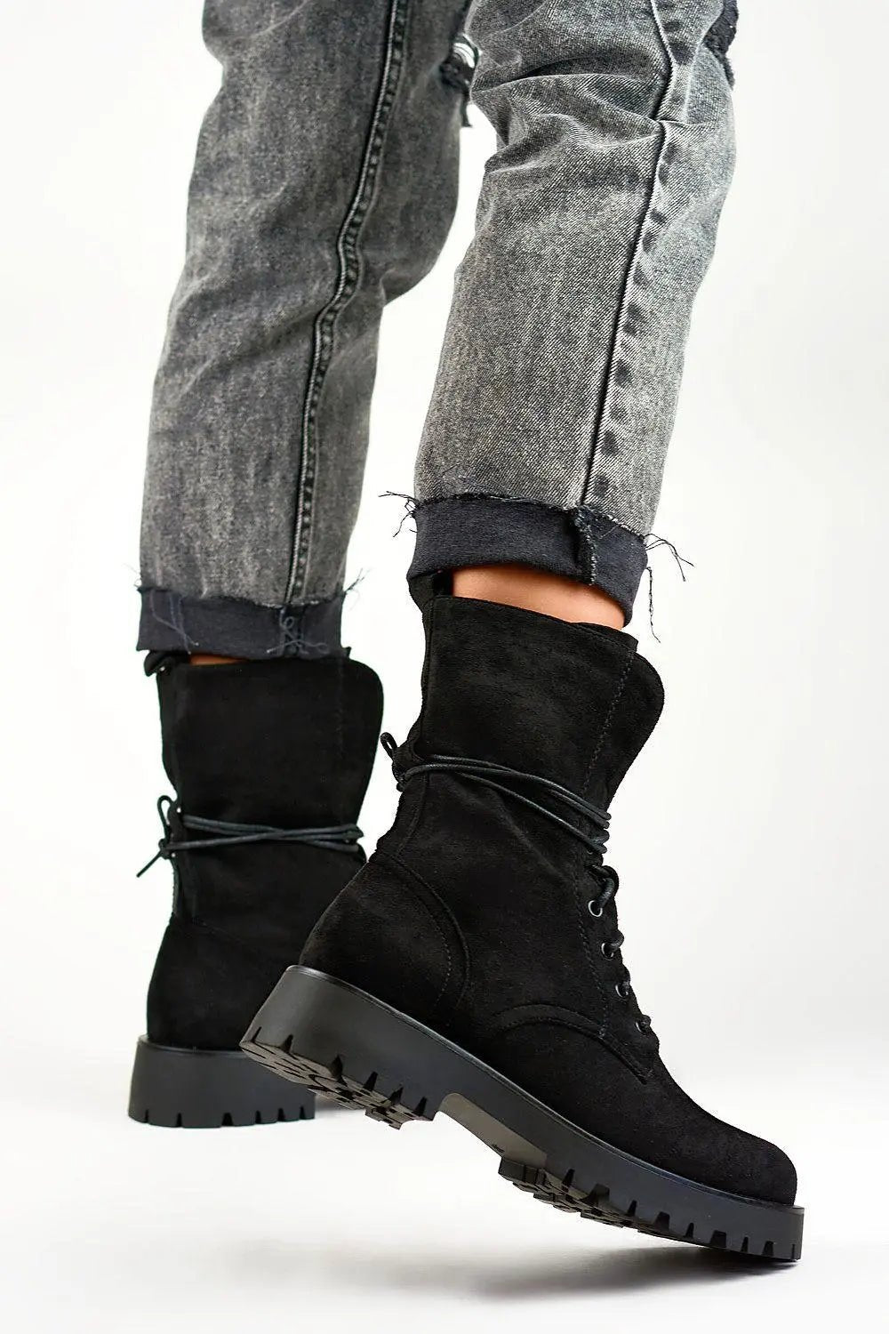 PRIMO women charming black suede baggers boots - Honesty Sales