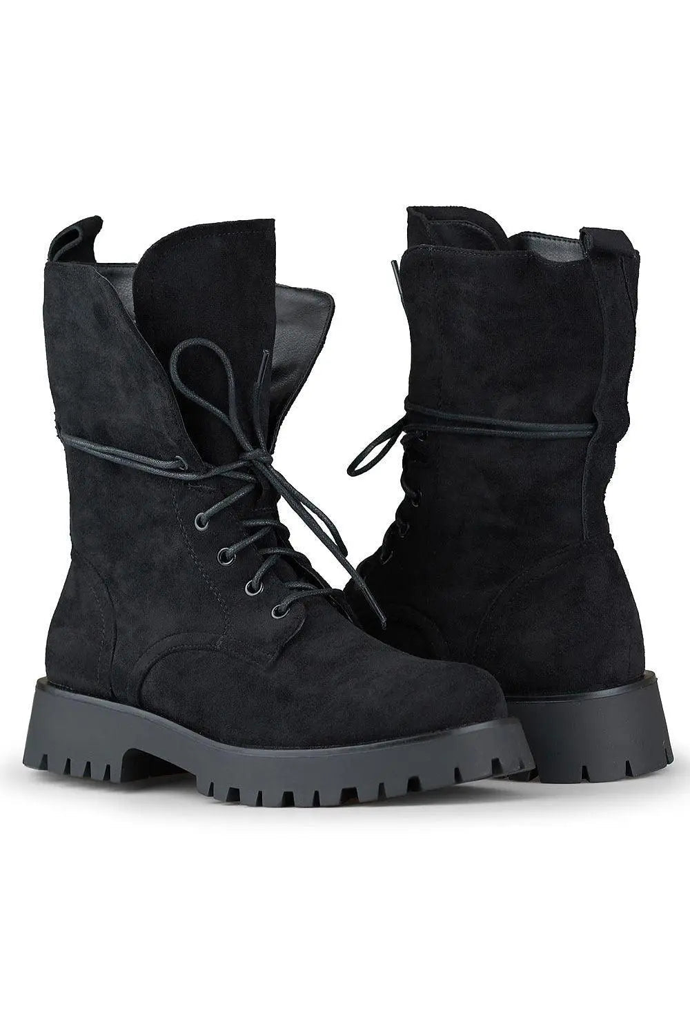 PRIMO women charming black suede baggers boots - Honesty Sales