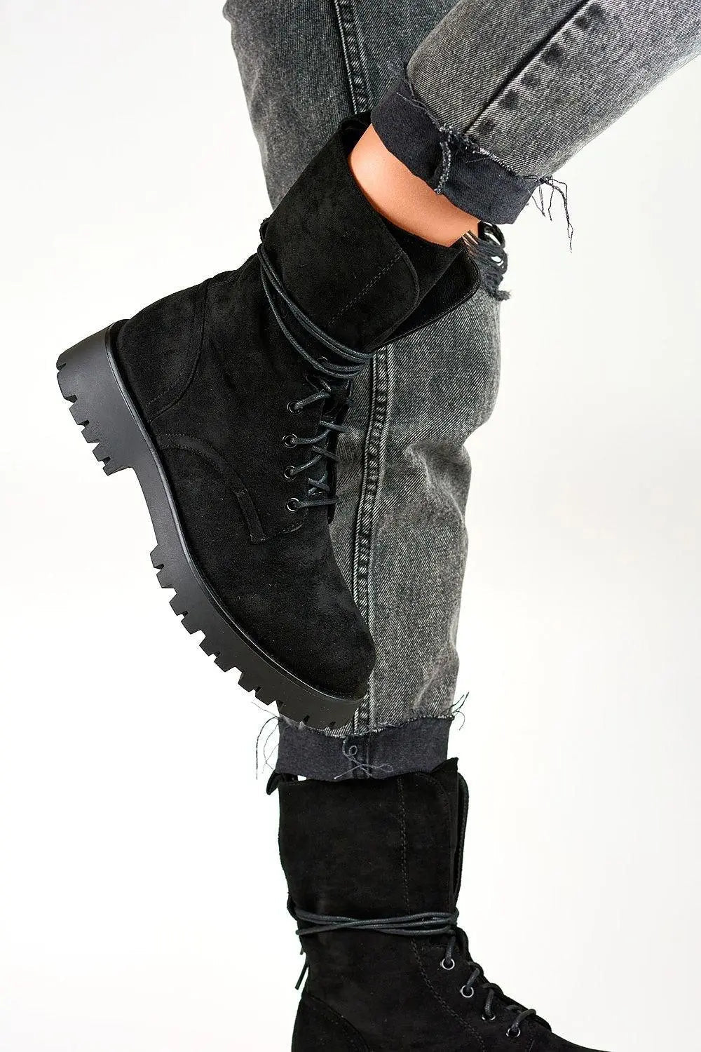 PRIMO women charming black suede baggers boots - Honesty Sales