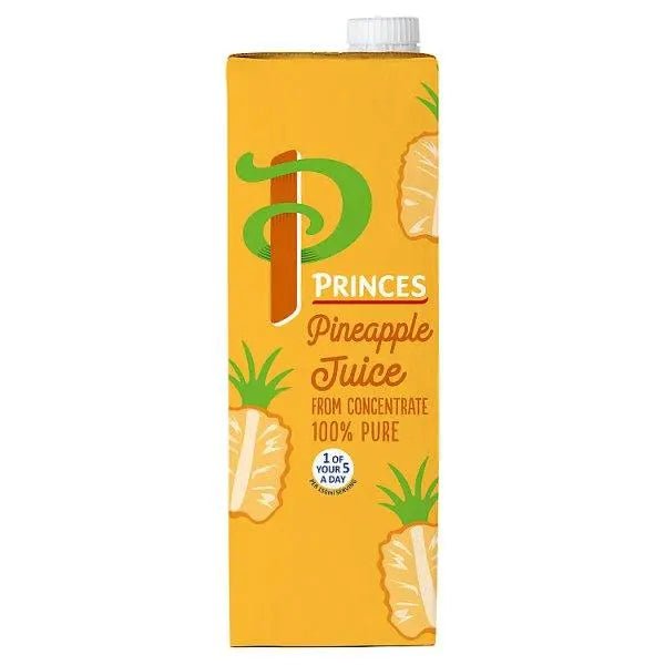 Princes 100% Pure Pineapple Juice from Concentrate 1 Litre (Case of 8) - Honesty Sales
