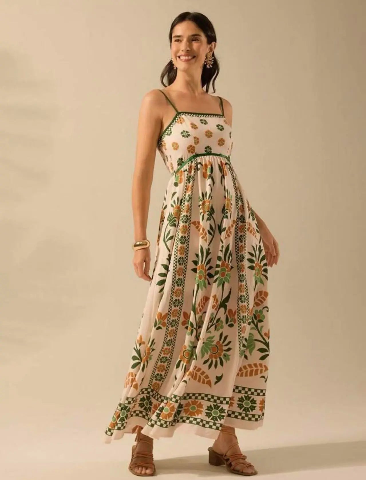 Printing Slip Dress Vacation Style Women's Clothing - Honesty Sales