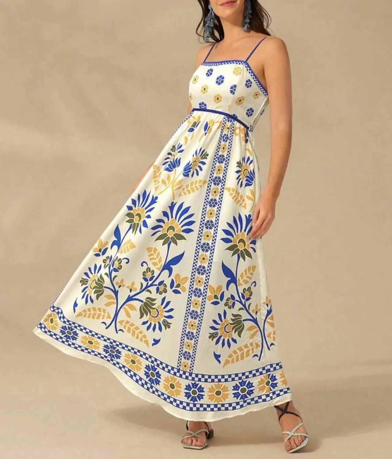Printing Slip Dress Vacation Style Women's Clothing - Honesty Sales