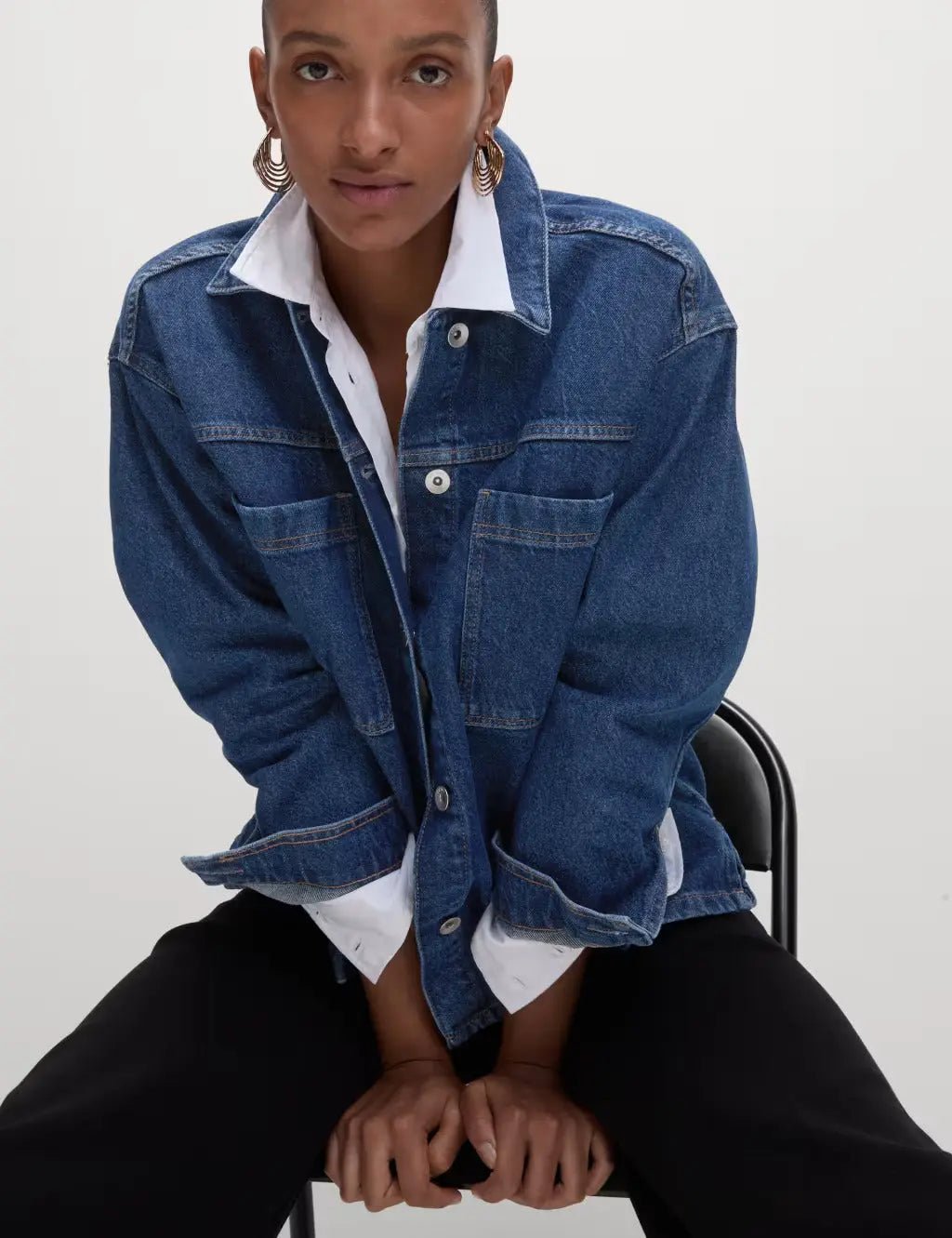 Pure Cotton Denim Relaxed Jacket - Honesty Sales