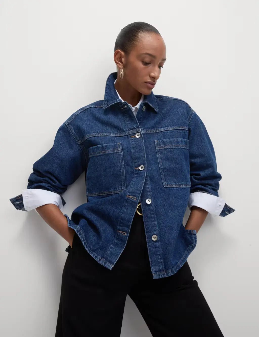 Pure Cotton Denim Relaxed Jacket - Honesty Sales