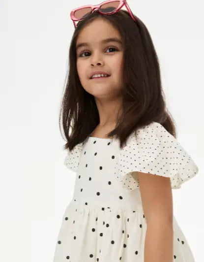 Pure Cotton Polka Dot Dress (2 - 8 Yrs) - Honesty Sales