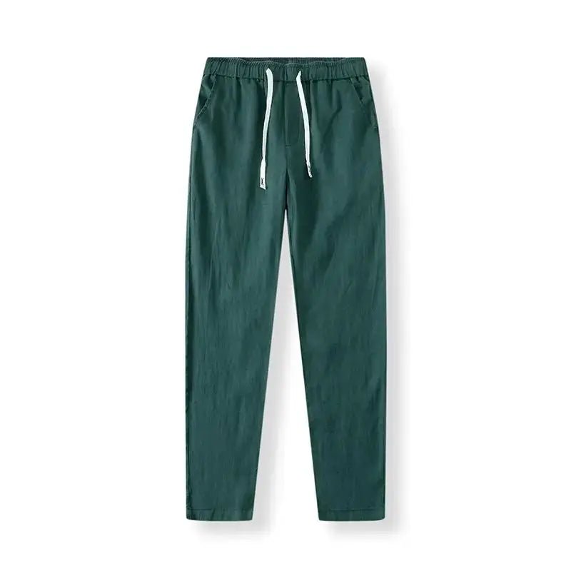 Pure Linen Breathable Chinese Style New Trousers Summer Thin Solid Simple Casual Pants for Men - Honesty Sales