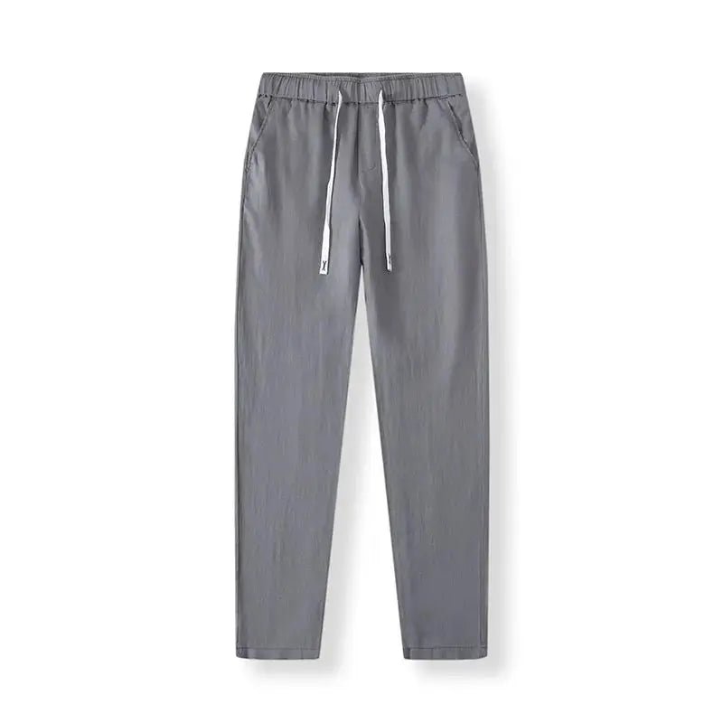 Pure Linen Breathable Chinese Style New Trousers Summer Thin Solid Simple Casual Pants for Men - Honesty Sales