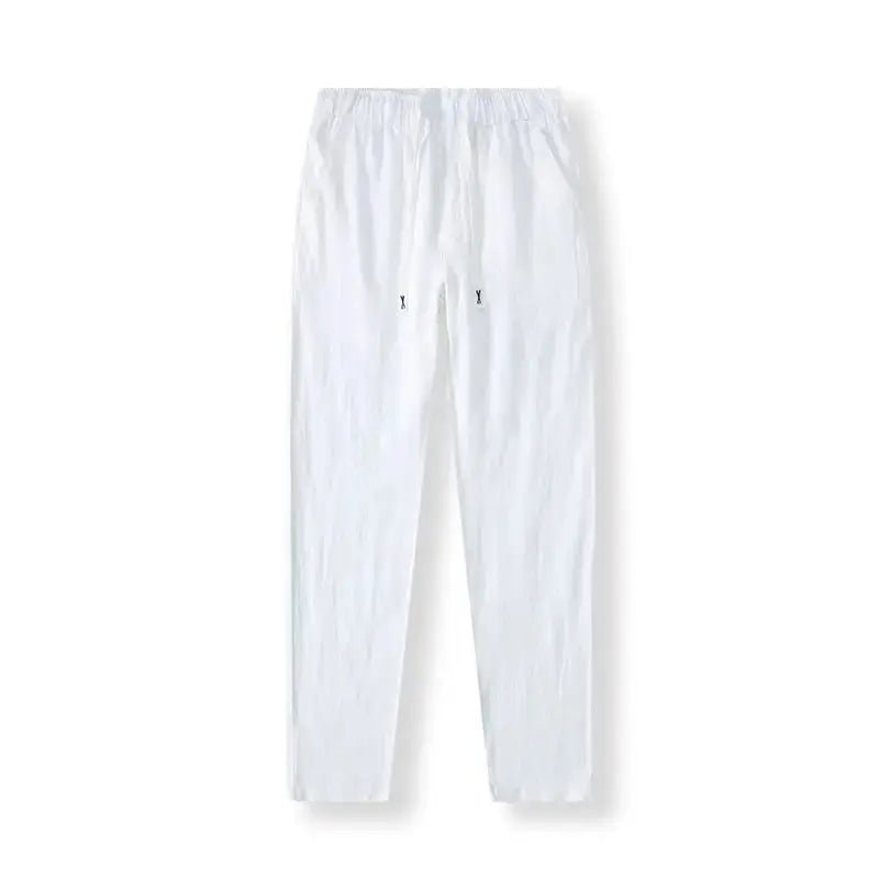 Pure Linen Breathable Chinese Style New Trousers Summer Thin Solid Simple Casual Pants for Men - Honesty Sales