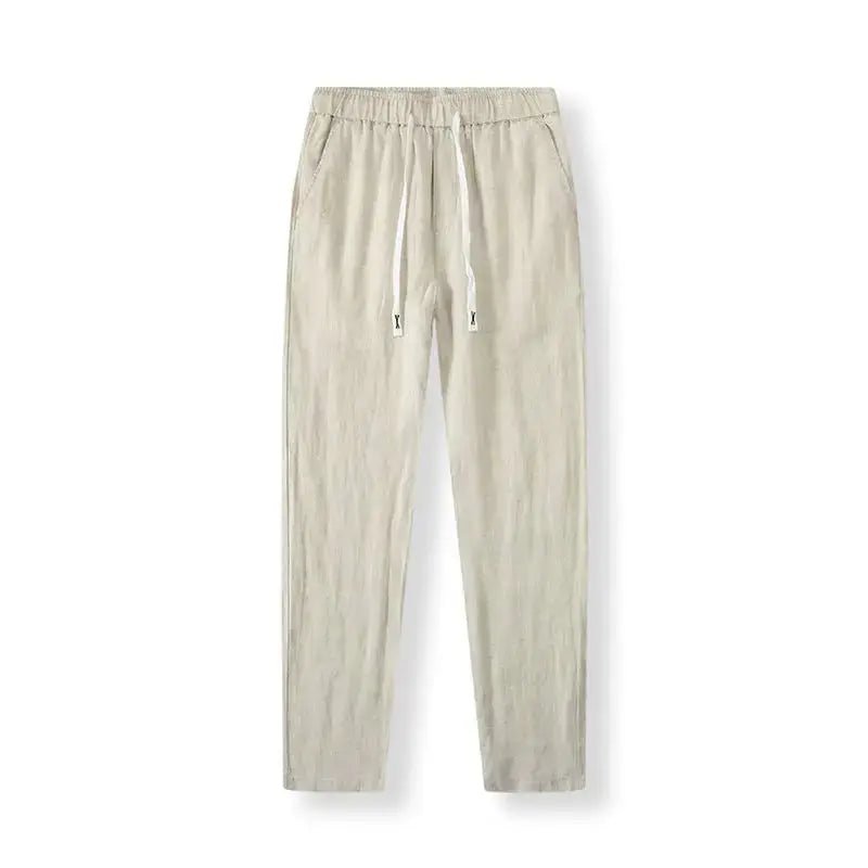 Pure Linen Breathable Chinese Style New Trousers Summer Thin Solid Simple Casual Pants for Men - Honesty Sales