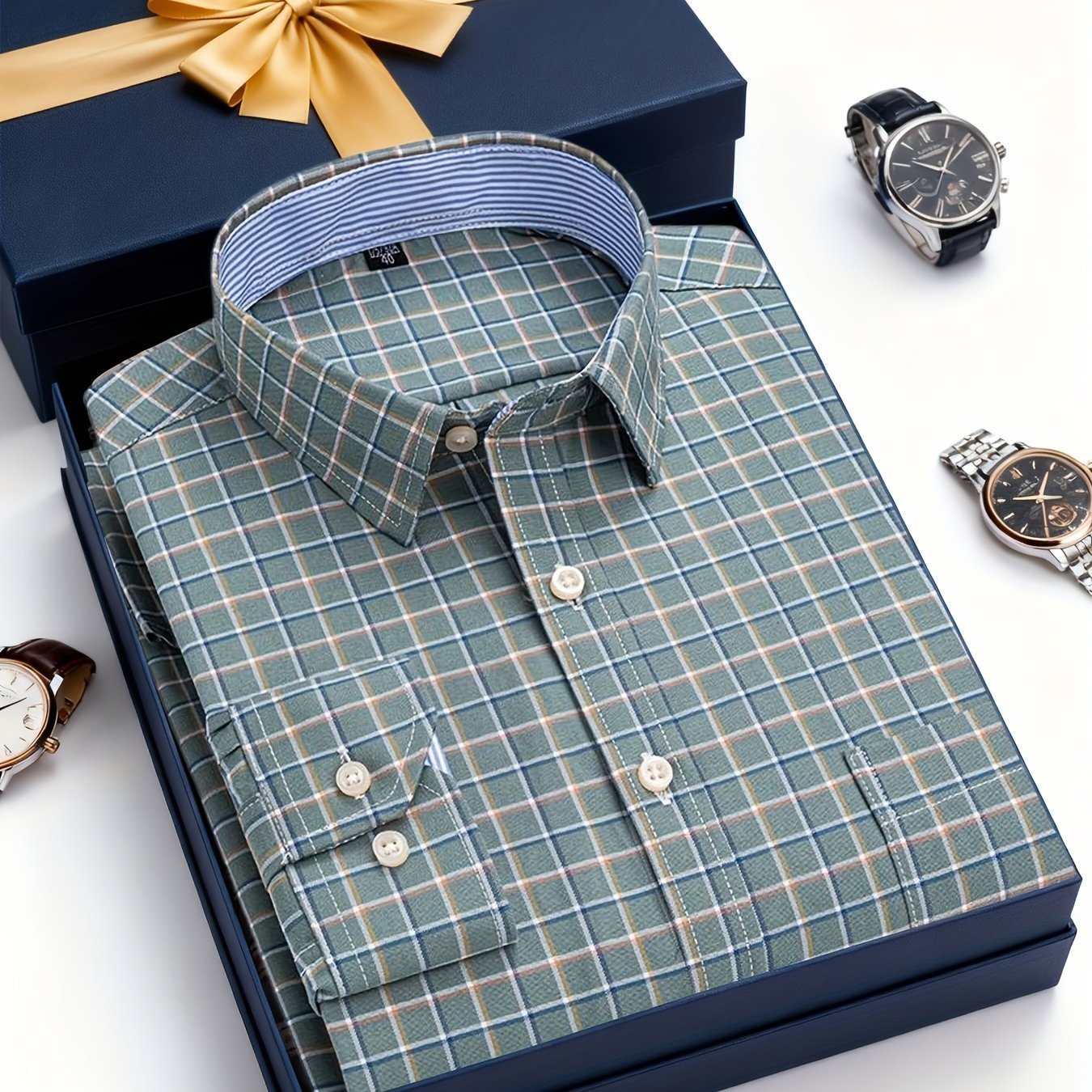 Pure Men's Single Cuff Shirt, Plaid Design for Dating and Business - Honesty Sales