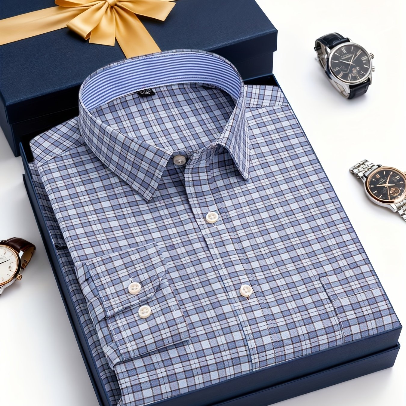 Pure Men's Single Cuff Shirt, Plaid Design for Dating and Business - Honesty Sales