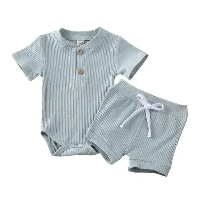 Pydcoco US Stock 0 - 24M 2PCS Kid Baby Clothes Set Short Sleeve Bodysuit Shorts Outfits Summer Set - Honesty Sales