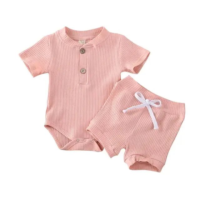 Pydcoco US Stock 0 - 24M 2PCS Kid Baby Clothes Set Short Sleeve Bodysuit Shorts Outfits Summer Set - Honesty Sales