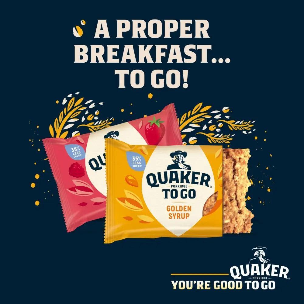 Quaker Porridge To Go Golden Syrup Breakfast Bar 55g (Case of 12) - Honesty Sales