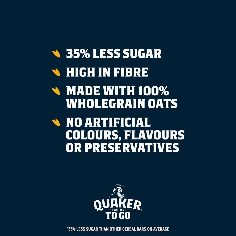 Quaker Porridge To Go Golden Syrup Breakfast Bar 55g (Case of 12) - Honesty Sales