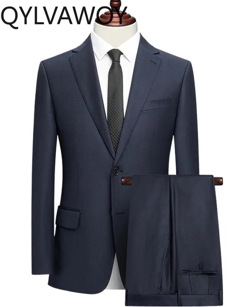 QYLVAWOY Men’s 100% Wool Suit – High - End Business & Wedding Formal Wear (LJ2053) - Honesty Sales