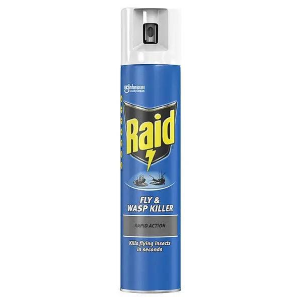Raid Rapid Action Wasp, Mosquito & Fly Killer Aerosol Spray 300ml (Case of 6) - Honesty Sales