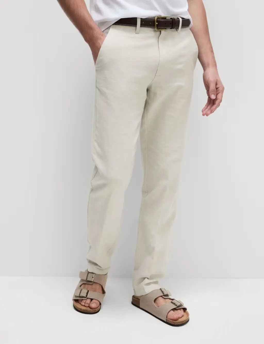 Regular Fit Cotton Linen Blend Chinos - Honesty Sales