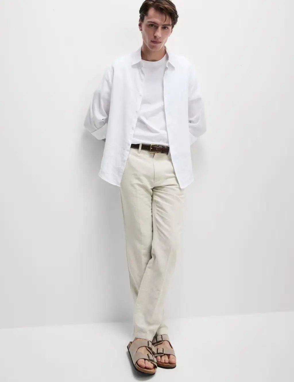 Regular Fit Cotton Linen Blend Chinos - Honesty Sales