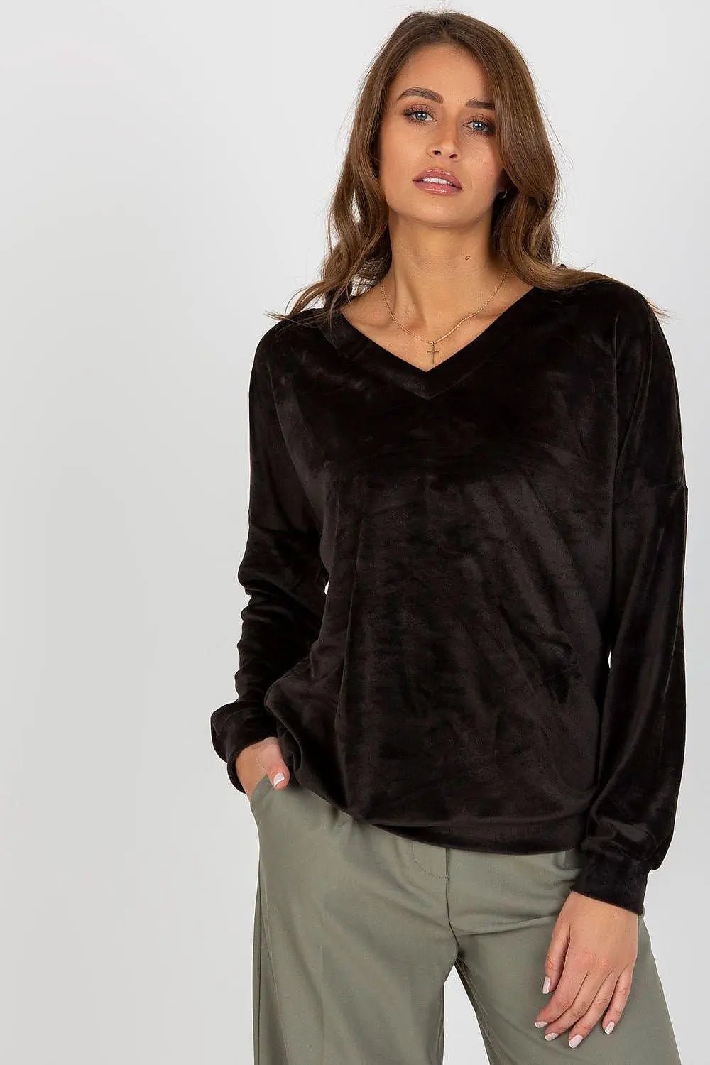 Relevance casual styling velour sweatshirt - Honesty Sales