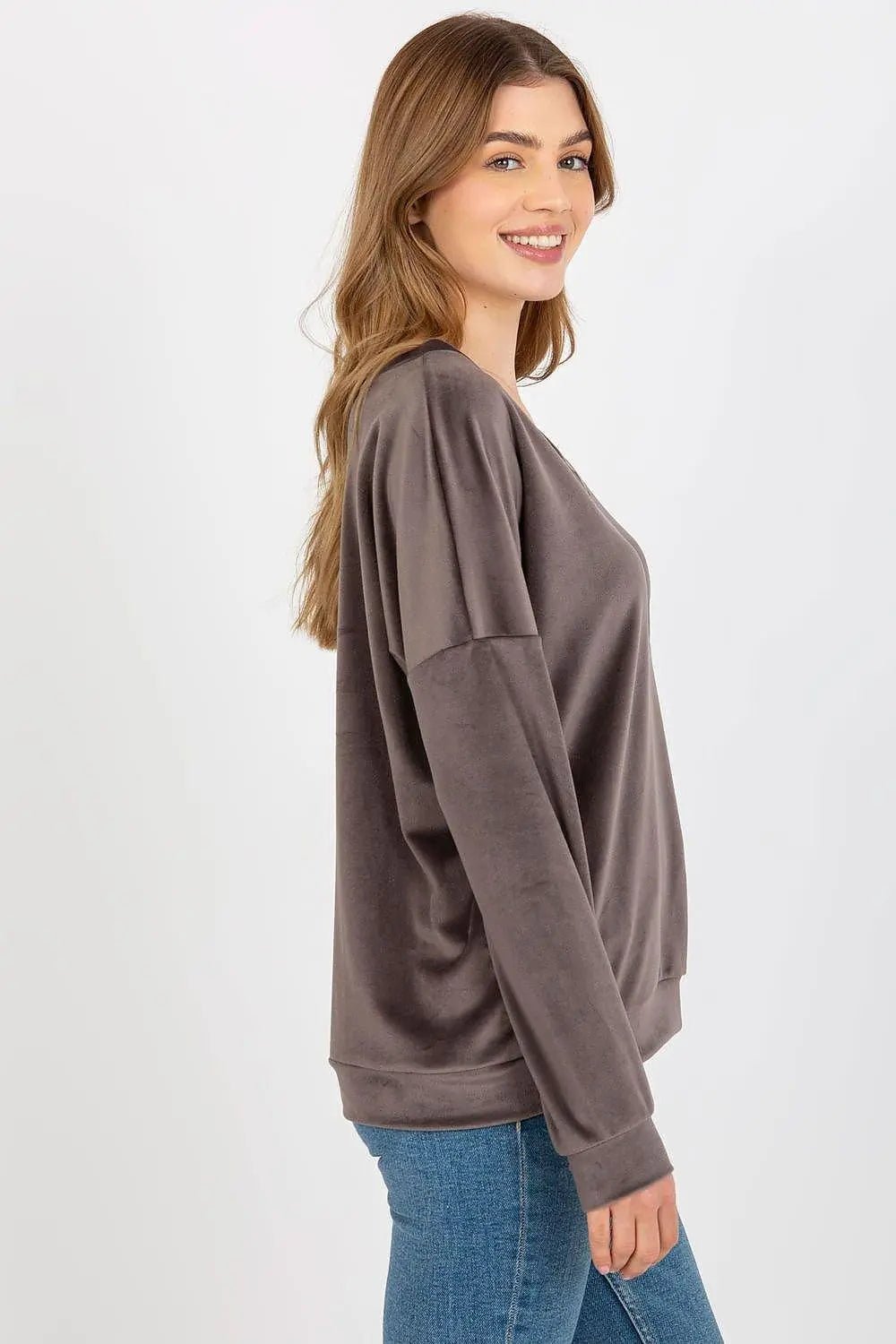 Relevance casual styling velour sweatshirt - Honesty Sales