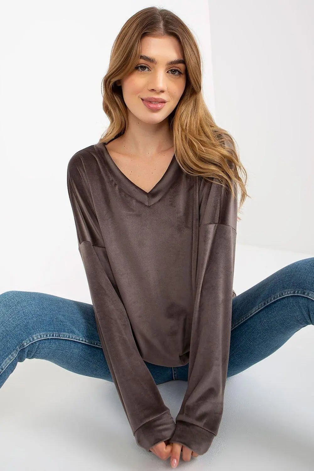Relevance casual styling velour sweatshirt - Honesty Sales