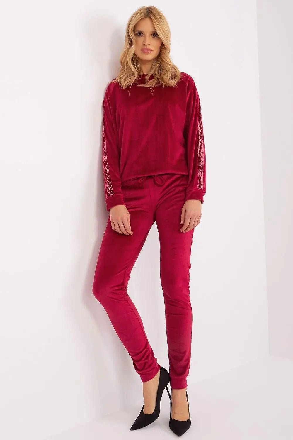 Relevance Velour blouse and long pants set - Honesty Sales