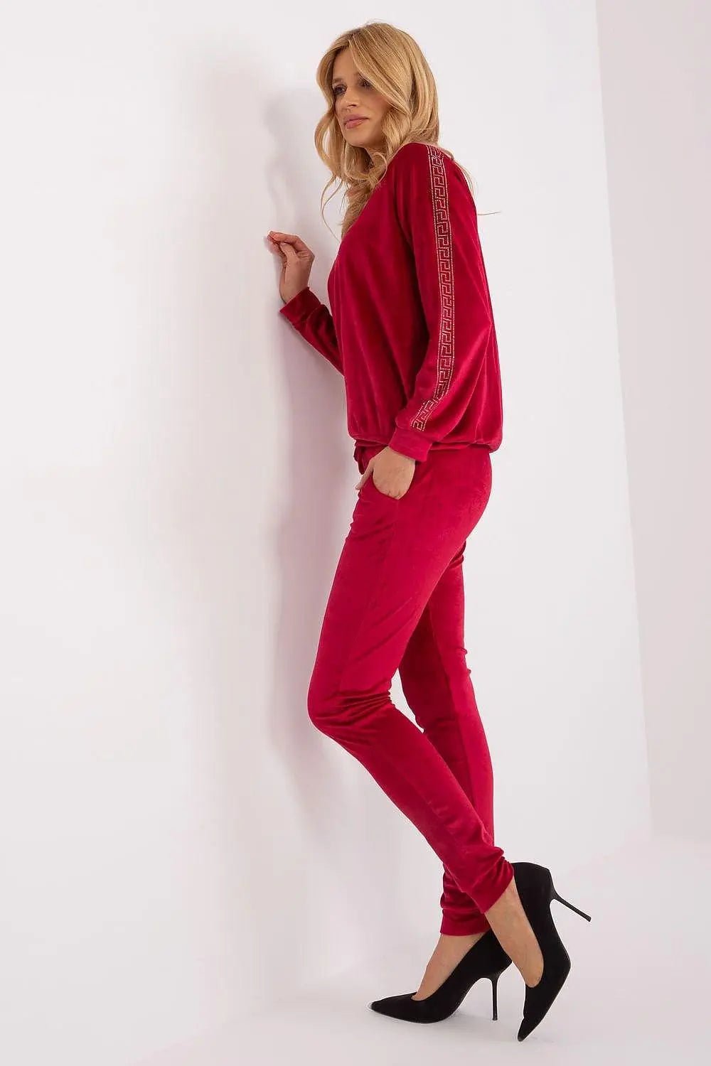 Relevance Velour blouse and long pants set - Honesty Sales