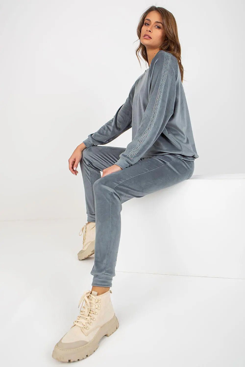 Relevance Velour blouse and long pants set - Honesty Sales