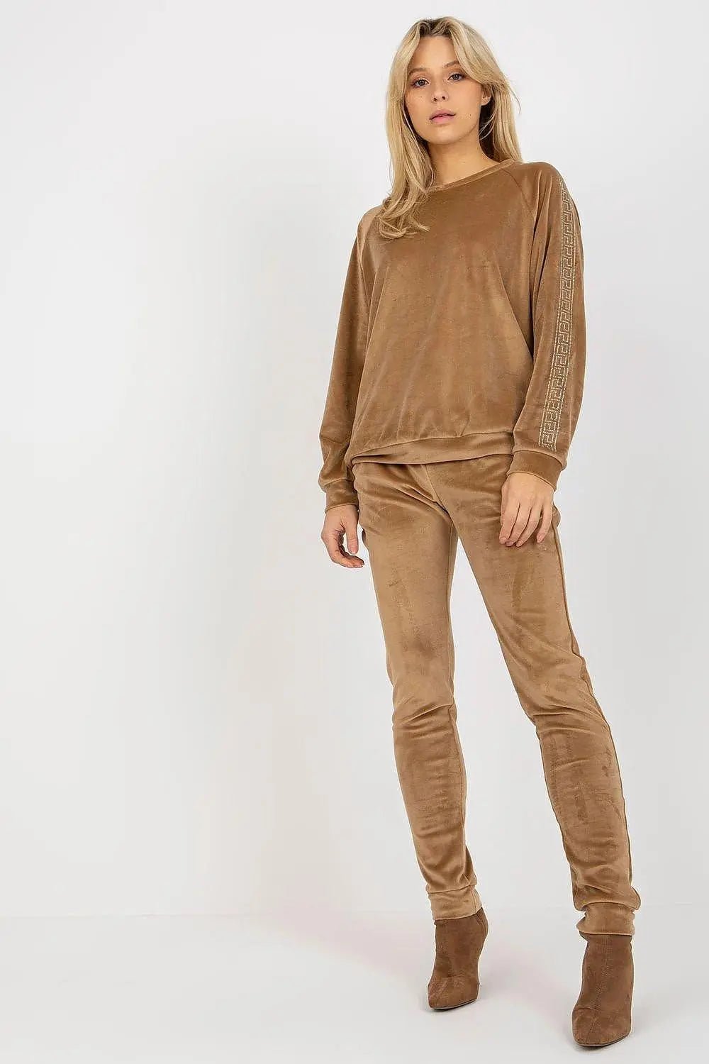 Relevance Velour blouse and long pants set - Honesty Sales