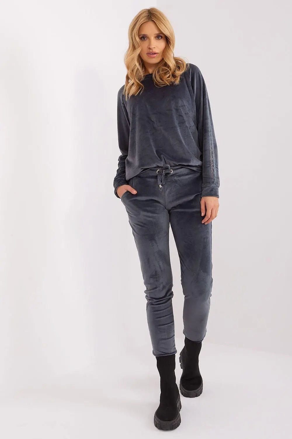 Relevance Velour blouse and long pants set - Honesty Sales