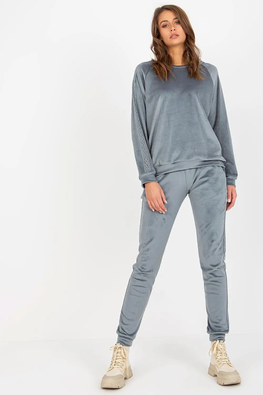 Relevance Velour blouse and long pants set - Honesty Sales