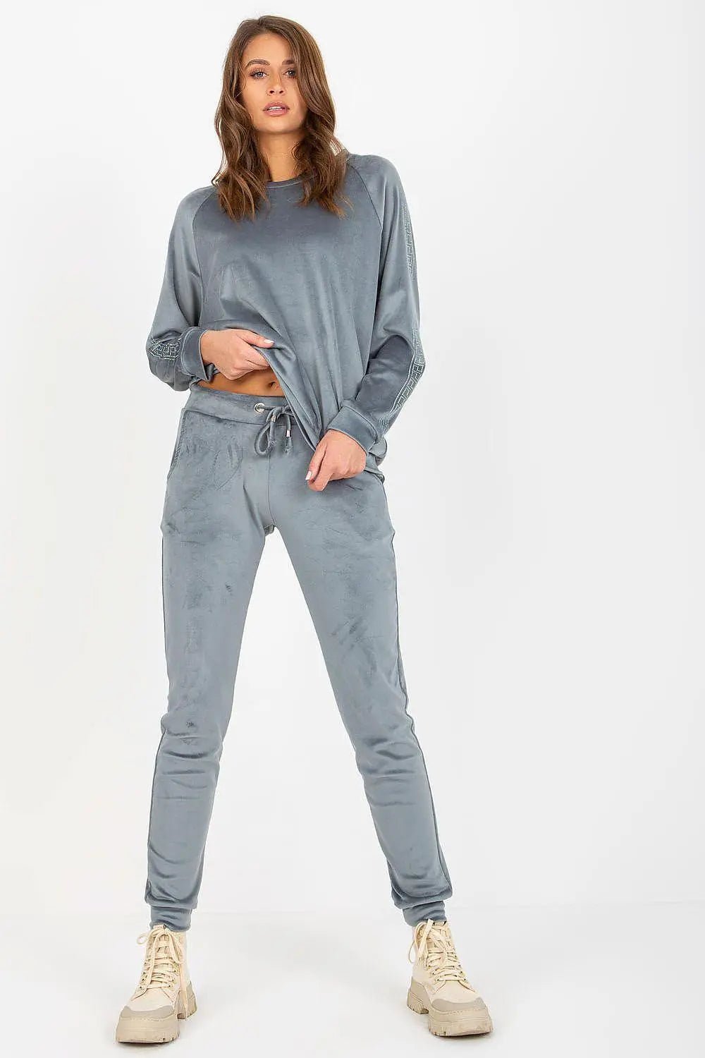 Relevance Velour blouse and long pants set - Honesty Sales