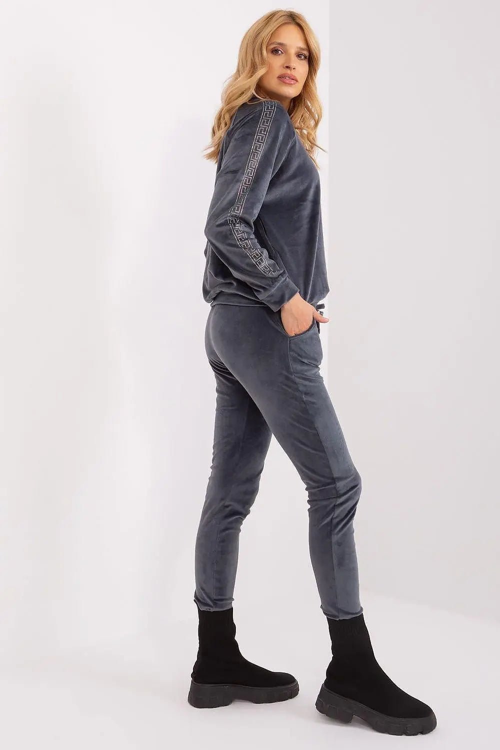 Relevance Velour blouse and long pants set - Honesty Sales
