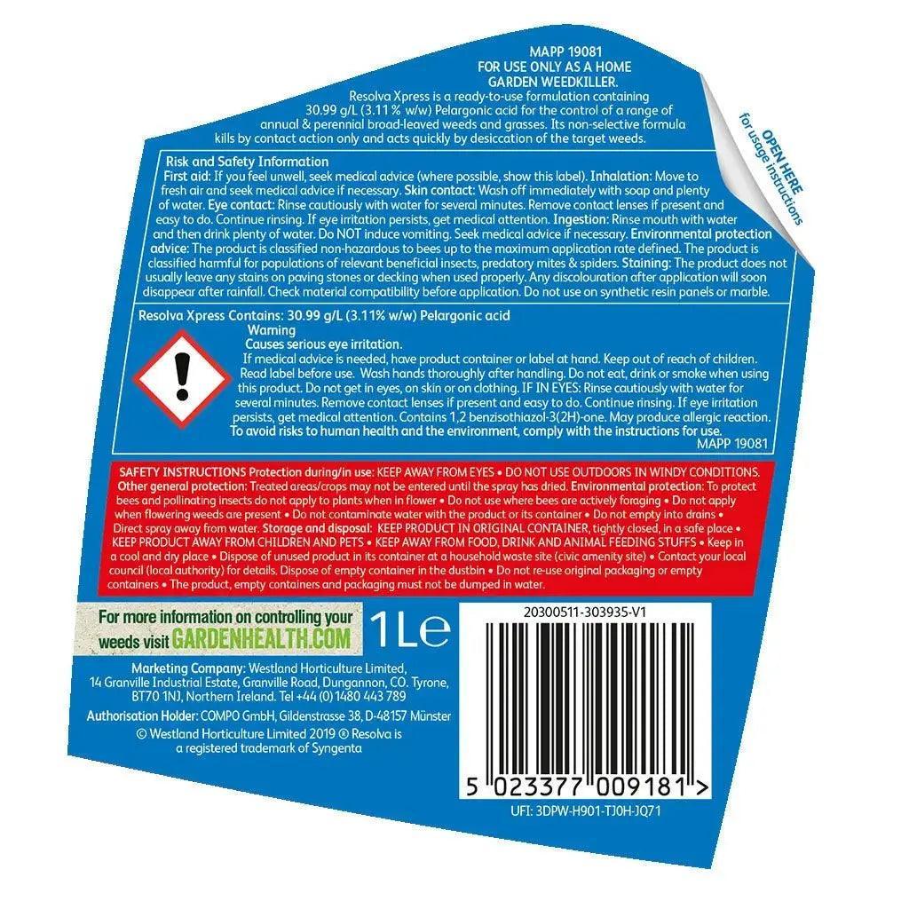 Resolva Xpress 24hr Weedkiller ontrols of a range - Honesty Sales