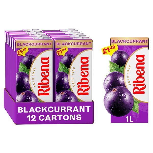 Ribena Blackcurrant Juice Drink Carton 1L (12 x 1ltr) - Honesty Sales