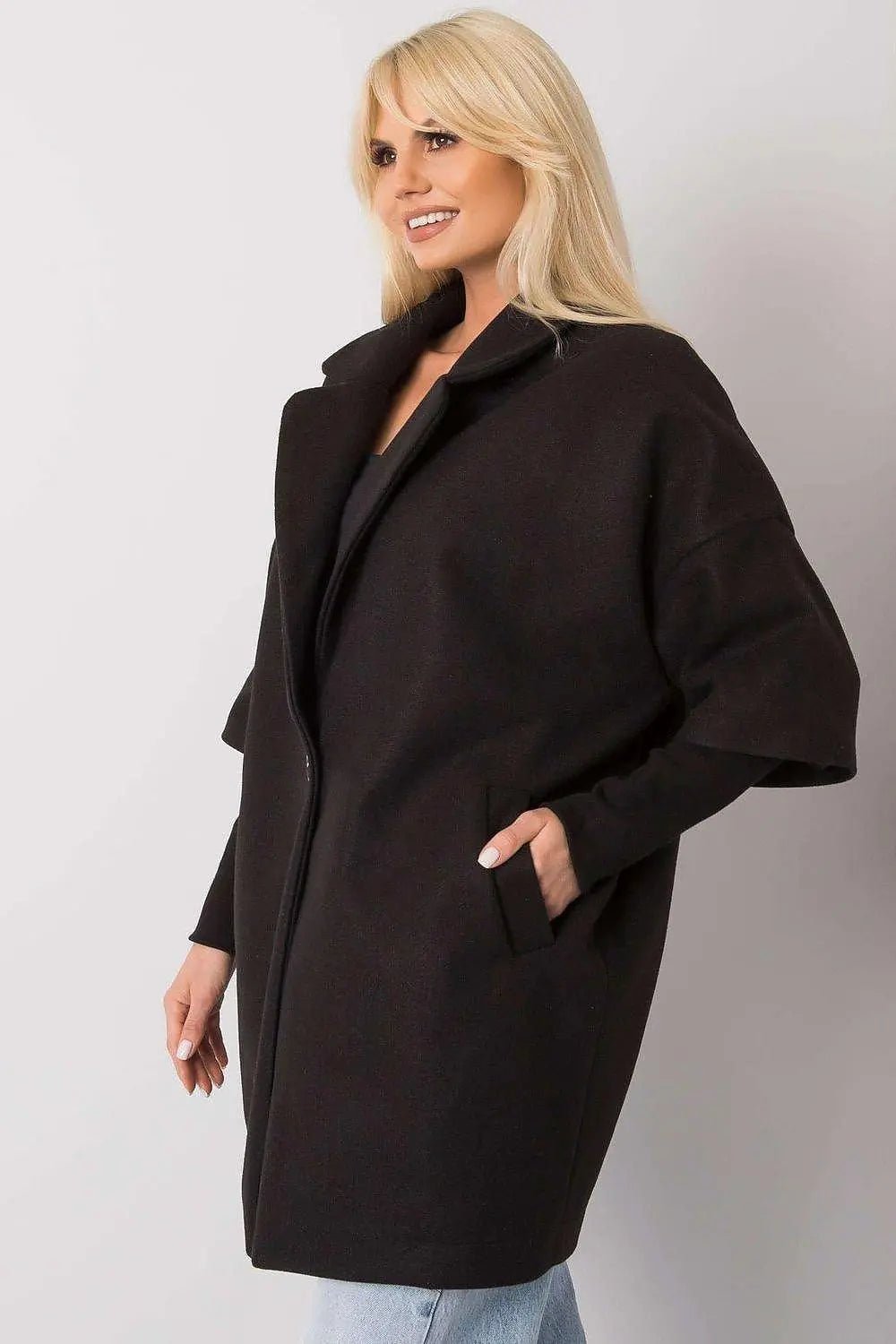 Rue Paris loose cut, button closure womens coat - Honesty Sales