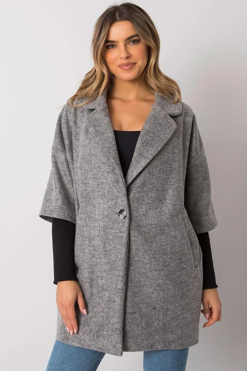 Rue Paris loose cut, button closure womens coat - Honesty Sales