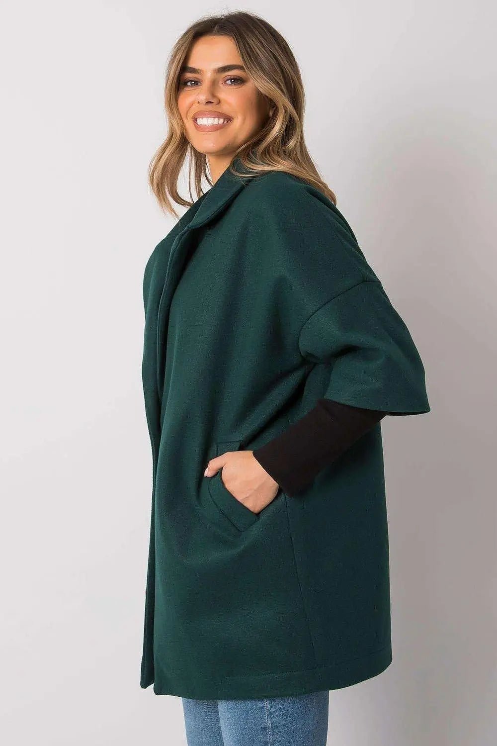 Rue Paris loose cut, button closure womens coat - Honesty Sales
