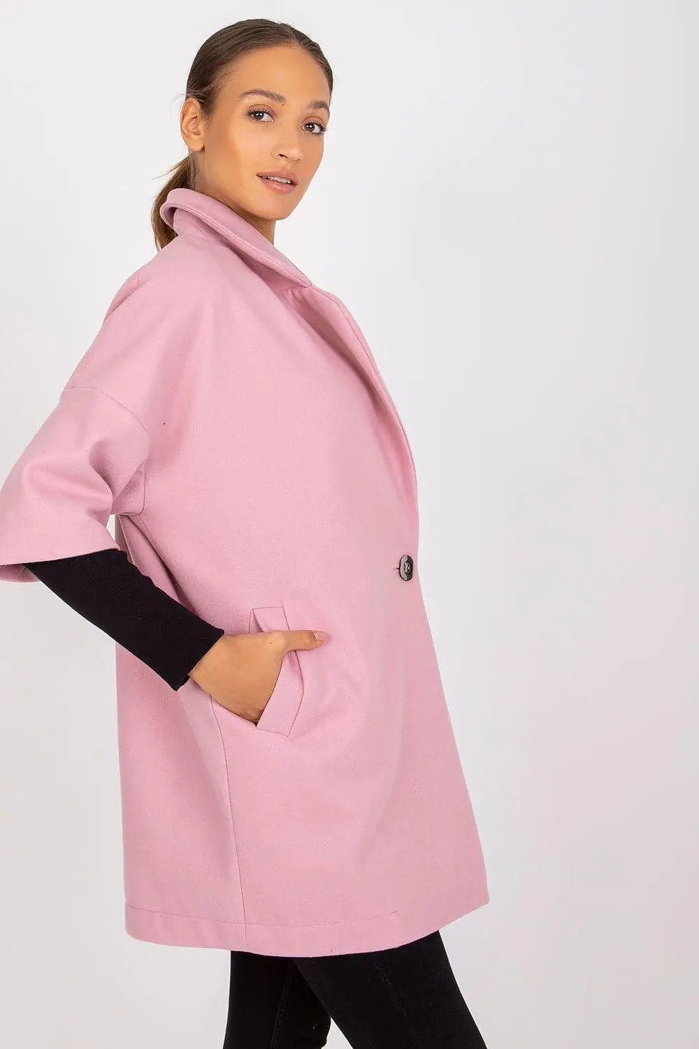 Rue Paris loose cut, button closure womens coat - Honesty Sales