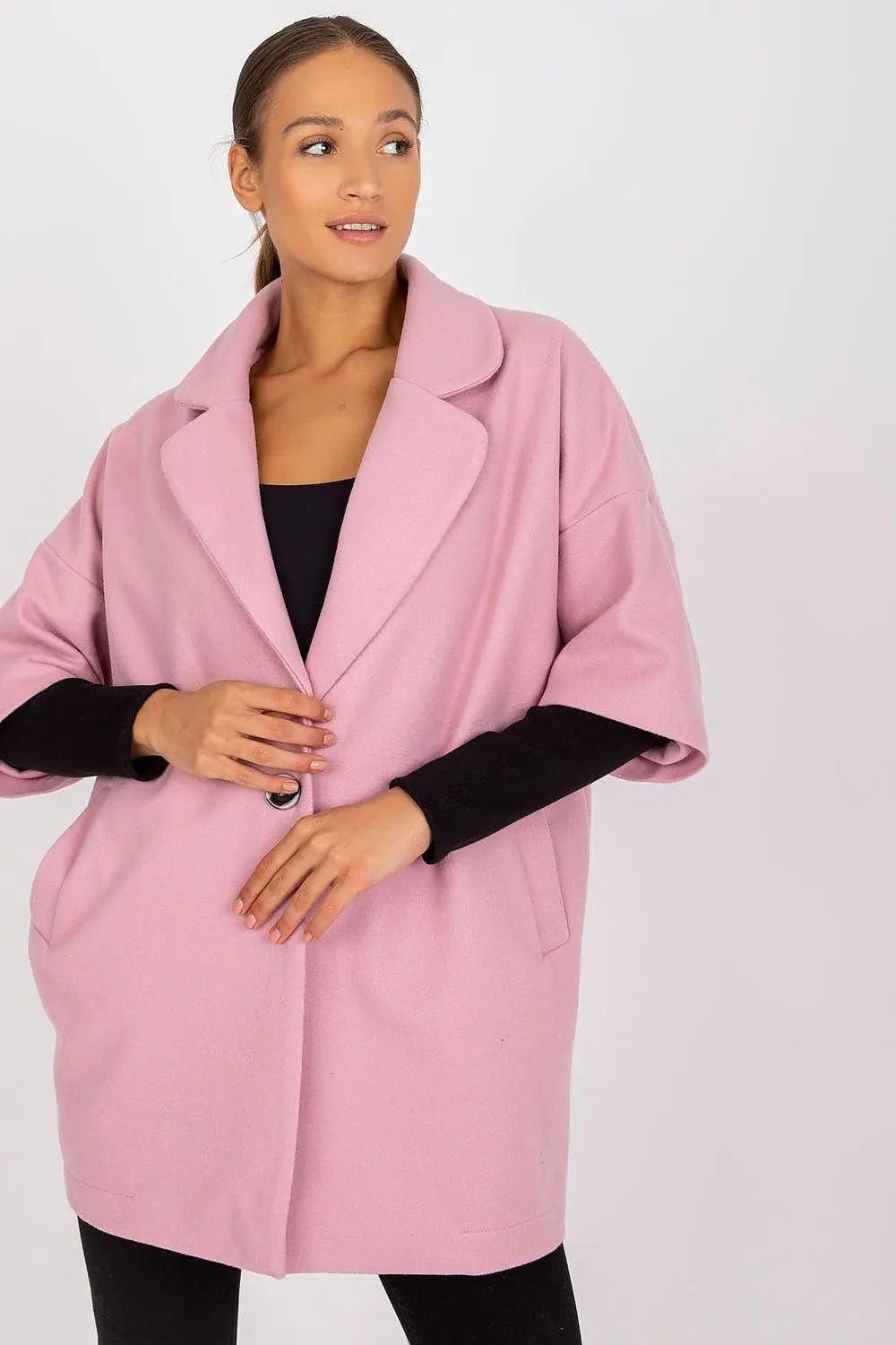 Rue Paris loose cut, button closure womens coat - Honesty Sales