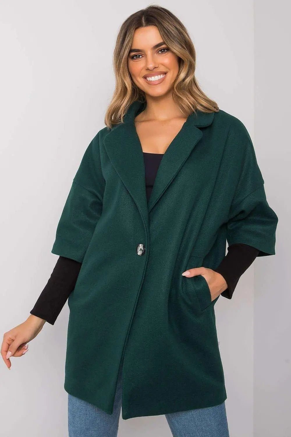 Rue Paris loose cut, button closure womens coat - Honesty Sales