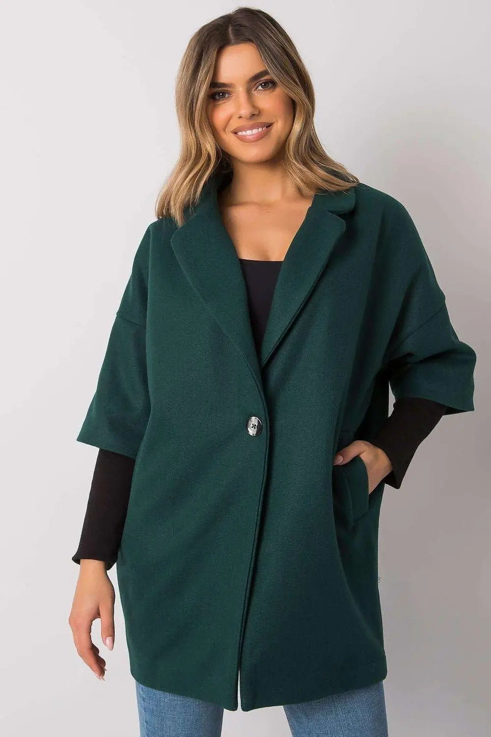 Rue Paris loose cut, button closure womens coat - Honesty Sales
