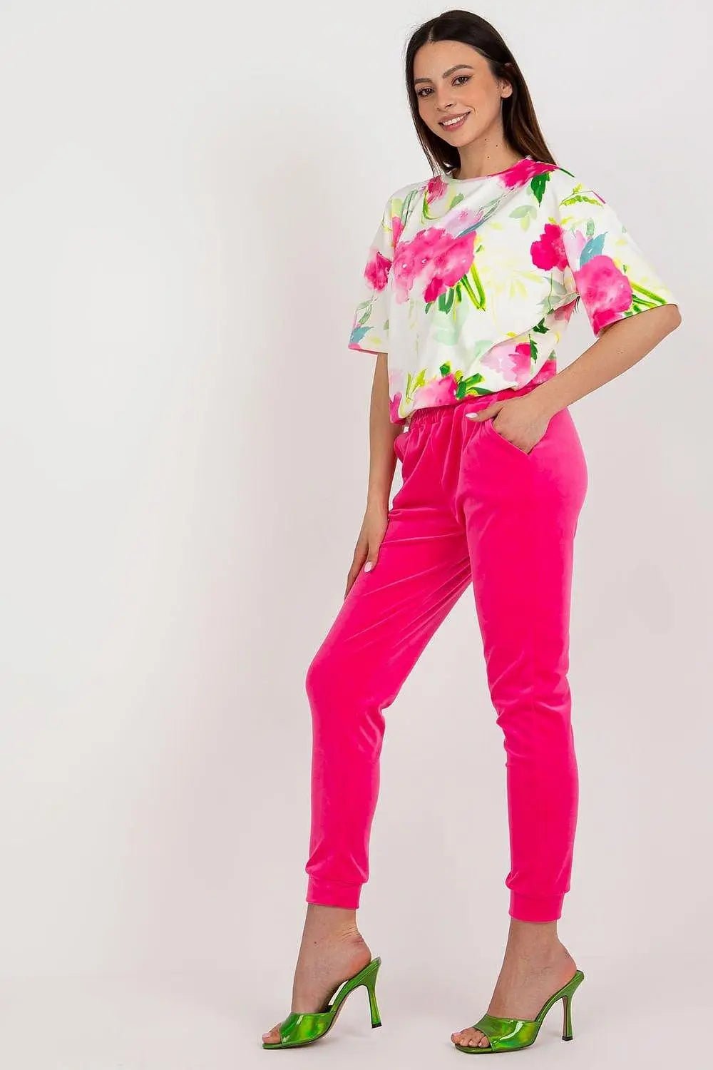 Rue Paris Velour Blouse and Pants Set - Honesty Sales