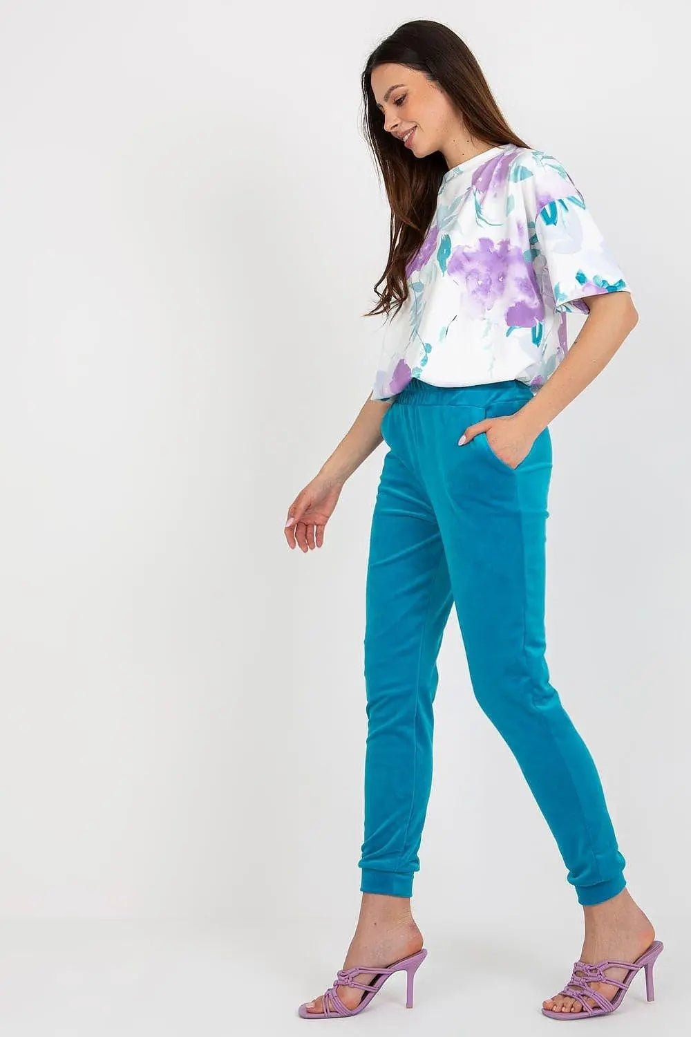 Rue Paris Velour Blouse and Pants Set - Honesty Sales