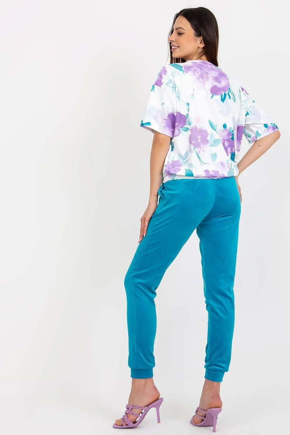 Rue Paris Velour Blouse and Pants Set - Honesty Sales