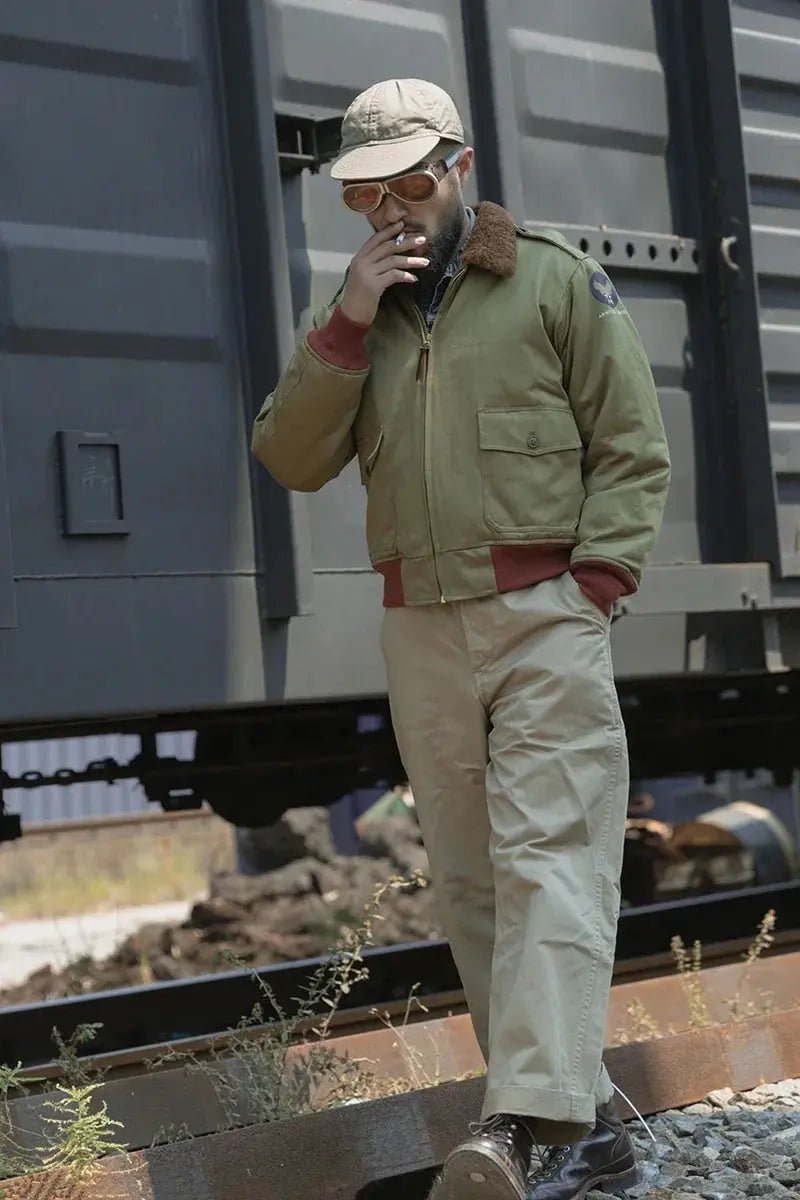 Rugged Bronson Army Chino Trousers 1942 Pattern Khakis Military Style Casual Pants - Honesty Sales
