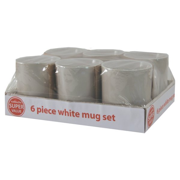 Sabichi 6 Piece White Mug Set (1 x 6s) - Honesty Sales