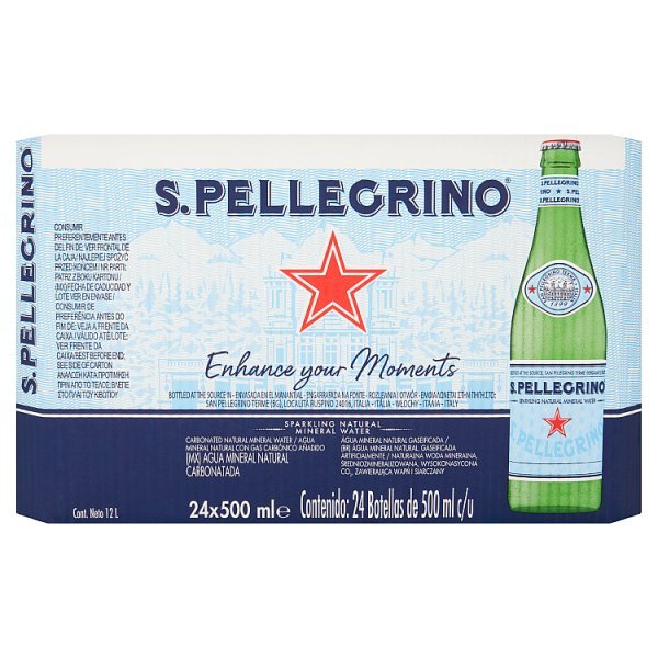 San Pellegrino Sparkling Water Glass Bottle 500ml (24 x 500ml) - Honesty Sales