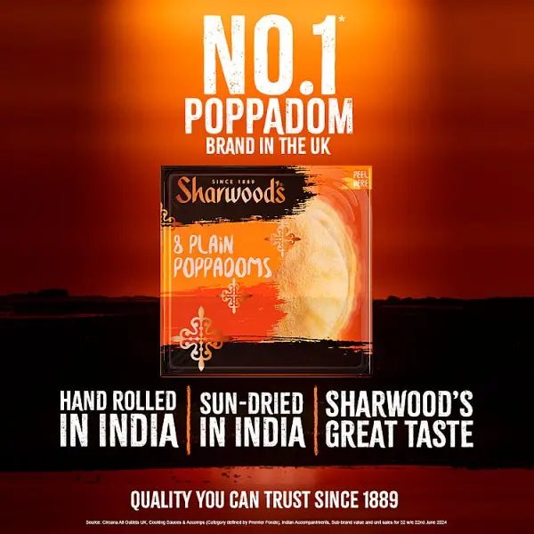 Sharwood's 8 Plain Poppadoms (Case of 5) - Honesty Sales